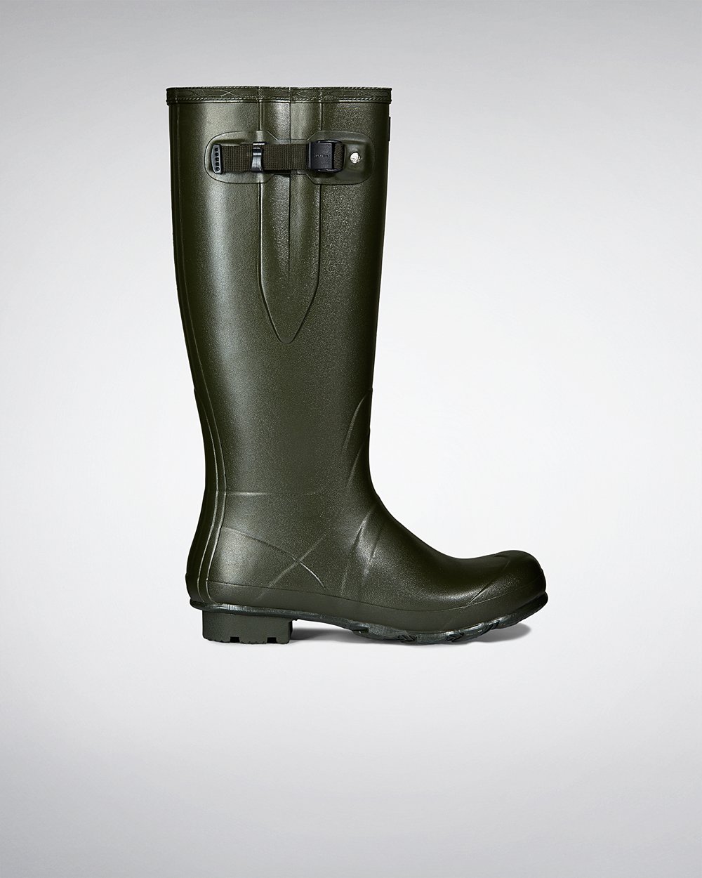 Mens Hunter Norris Field Side Adjustable Neoprene Lined - Tall Rain Boots Dark Olive - 8072-HRFQW